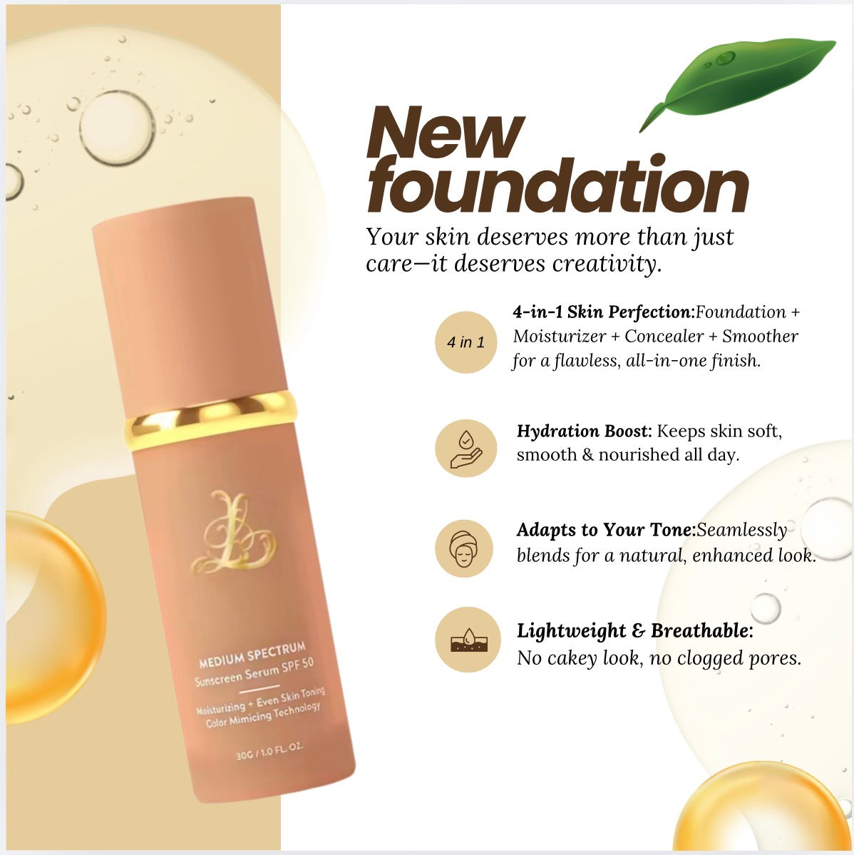 4-in-1 color changing  foundation